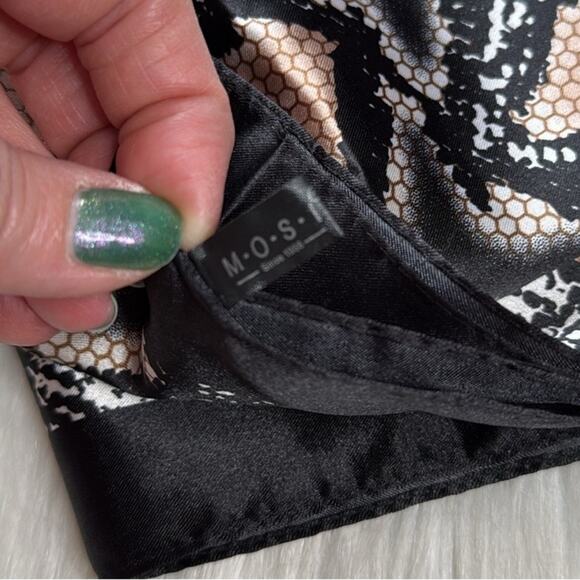 Mosi Black and Bronze Snake Print Satin Scarf - Picture 2 of 4